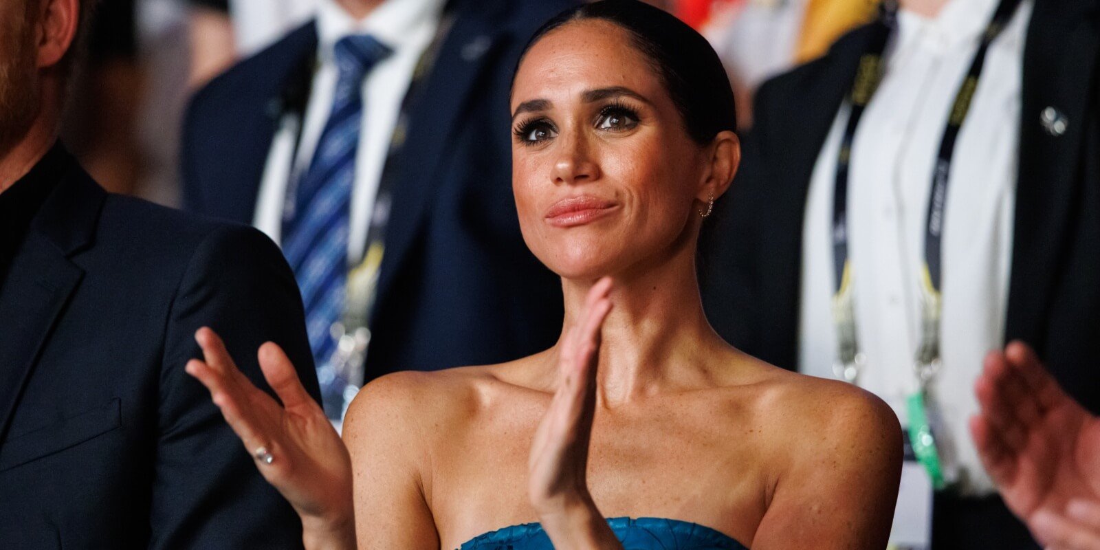 Meghan Markle applauds during the closing ceremony of the 2023 Invictus Games.