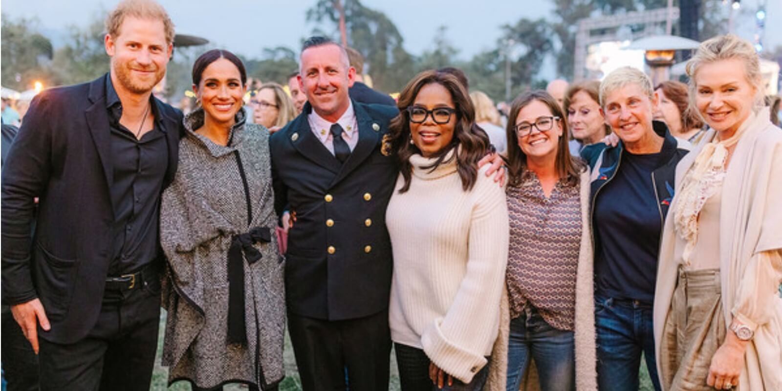 Prince Harry, Meghan Markle, Oprah Winfrey, Ellen DeGeneres and Portia DeRossi attend the One806 event in Santa Barbara, CA.
