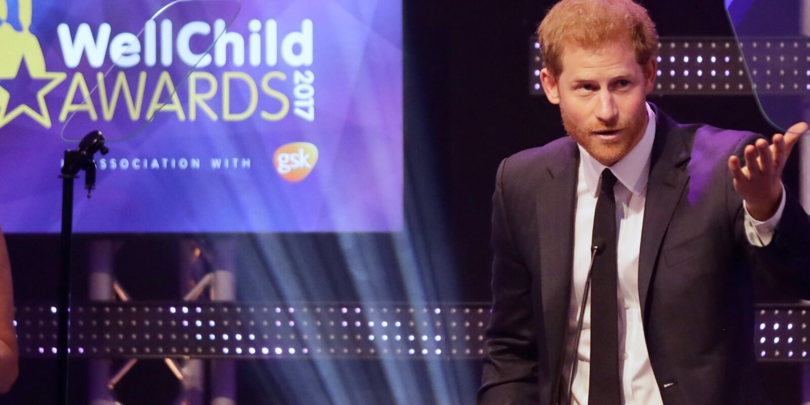 Prince Harry delivers a speech at the WellChild Awards in 2017.