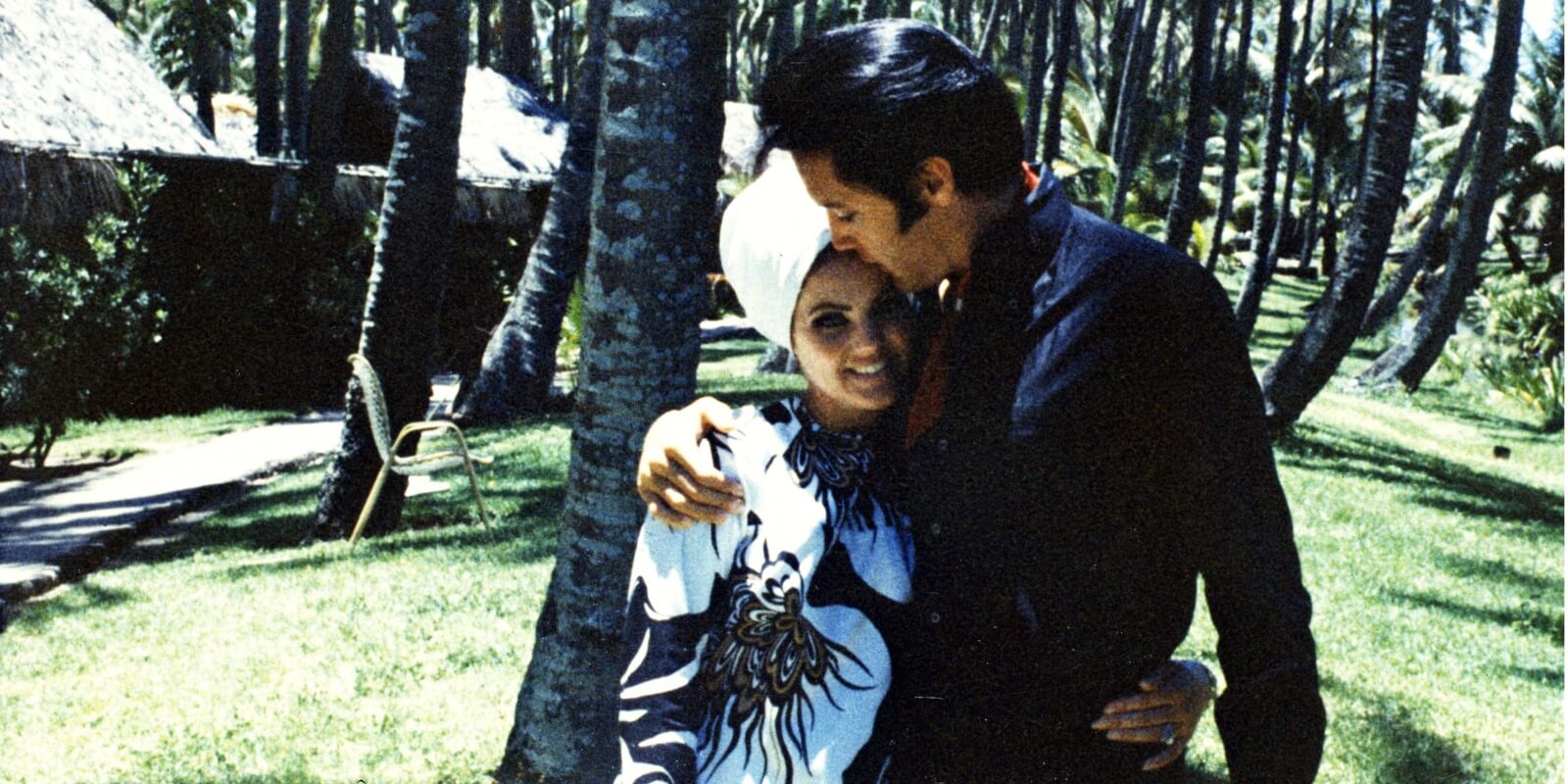 Priscilla Presley and Elvis Presley in a photograph taken after their 1967 marriage.