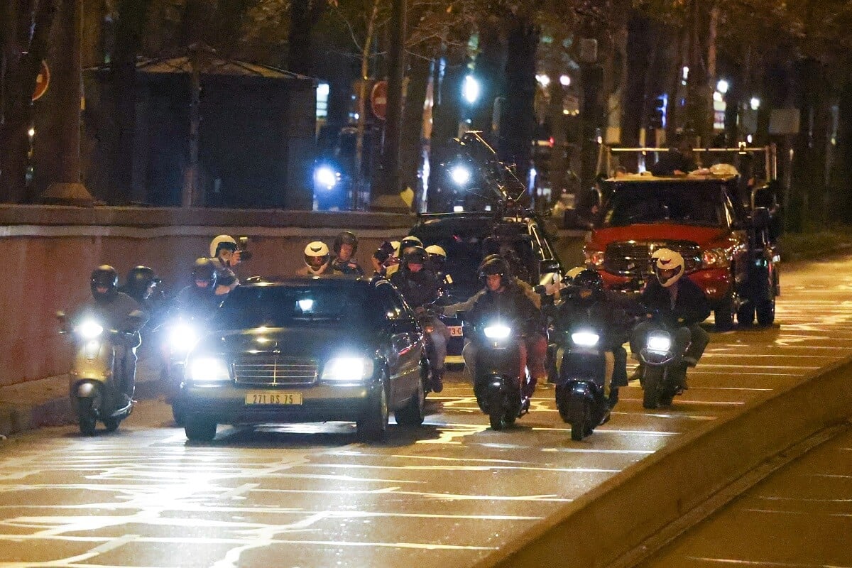 A scene from the upcoming season of Netflix's The Crown filming in Paris, France near the location of the car crash that killed Princess Diana in 1997