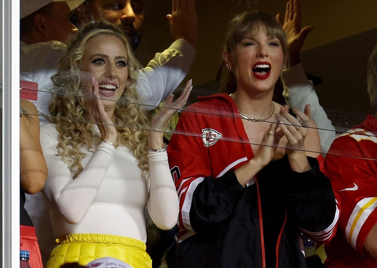 Brittany Mahomes and Taylor Swift celebrate a touchdown by the Kansas City Chiefs against the Denver Broncos