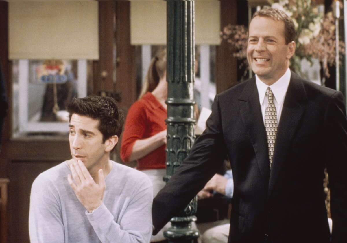 David Schwimmer as Ross Geller and Bruce Willis as Paul Stevens in 'Friends'