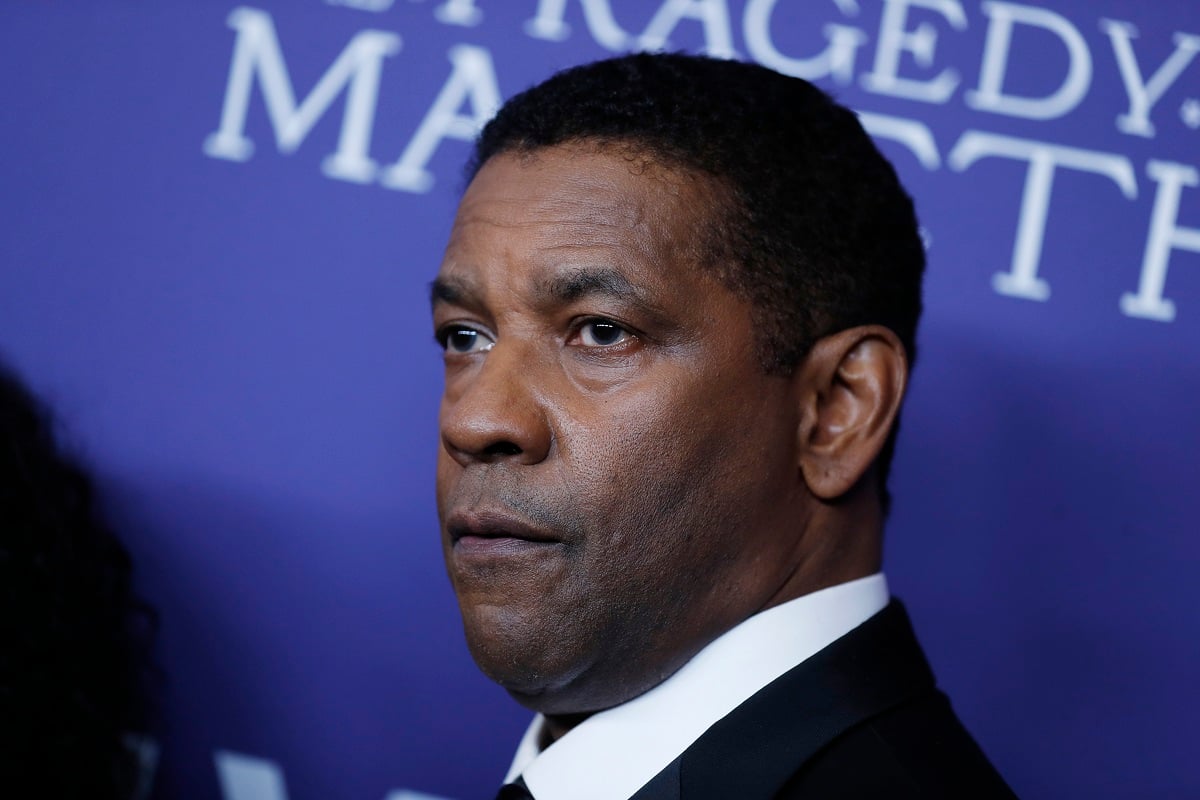 Denzel Washington in a suit at the opening night screening of The Tragedy Of Macbeth