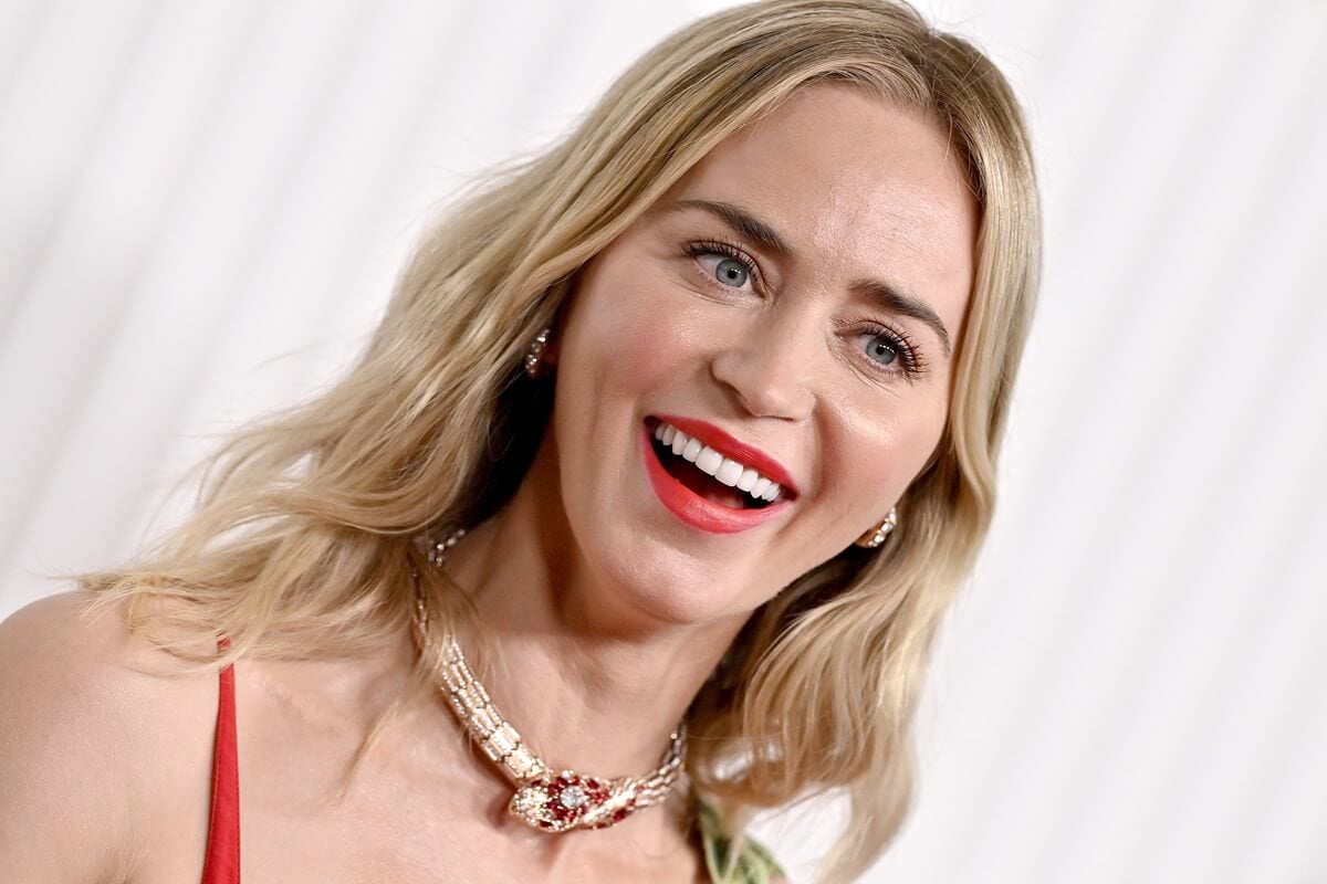 Emily Blunt smiling at the 29th Annual Screen Actors Guild Awards.