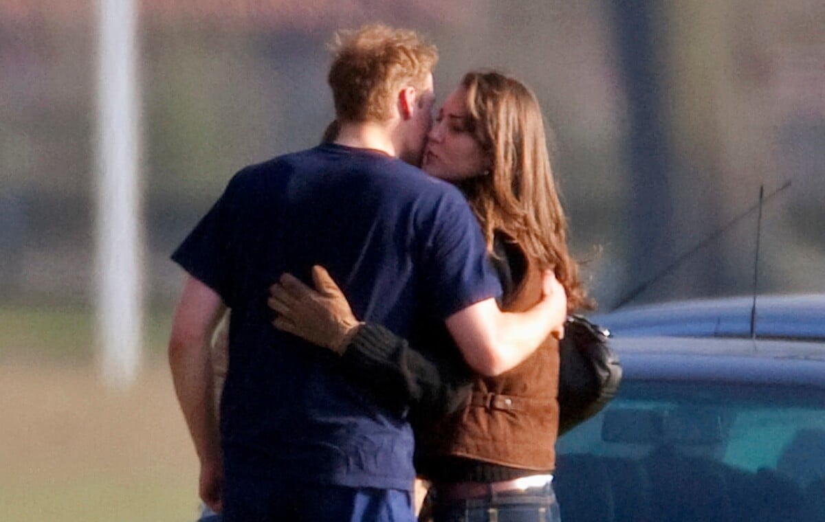 Kate Middleton gives Prince William a kiss on the cheek in 2006