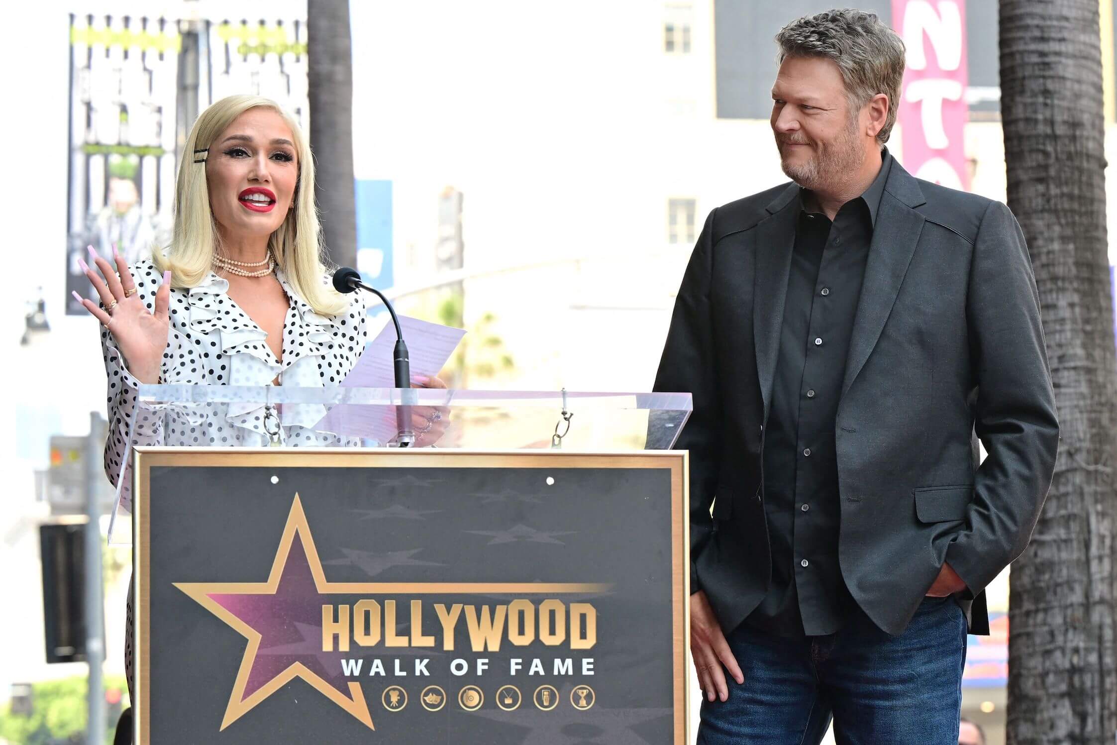 Gwen Stefani and Blake Shelton at the Hollywood Walk of Fame ceremony in 2023