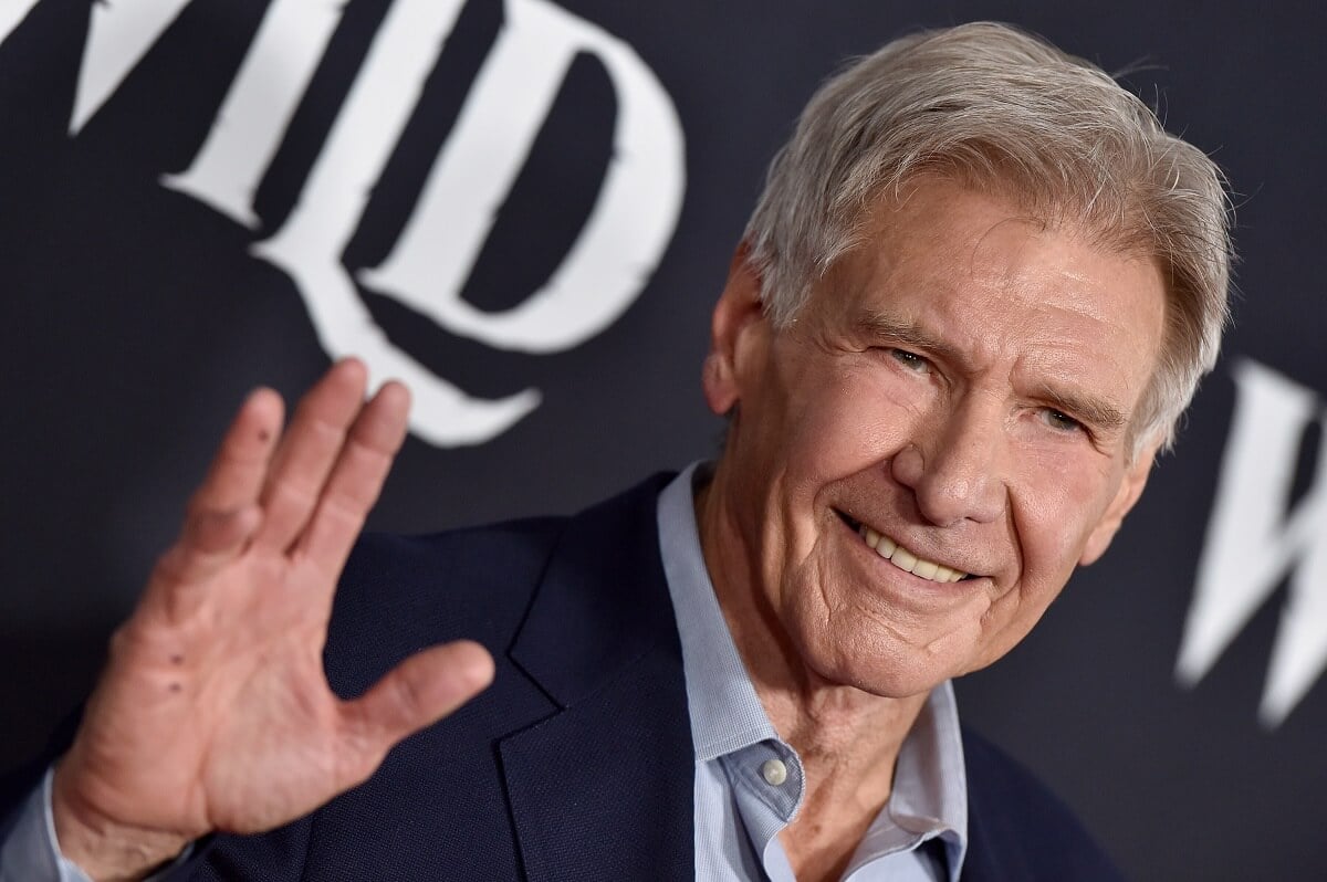 Harrison Ford posing in a suit in a picture for the Premiere of 20th Century Studios' "The Call of the Wild".
