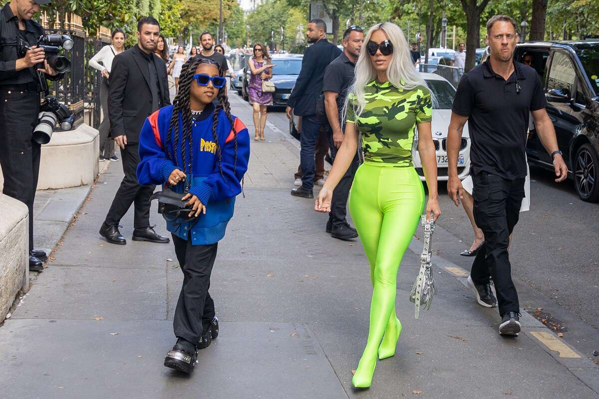 Kim Kardashian and North West are seen during the Paris Fashion Week 2022 in Paris, France.