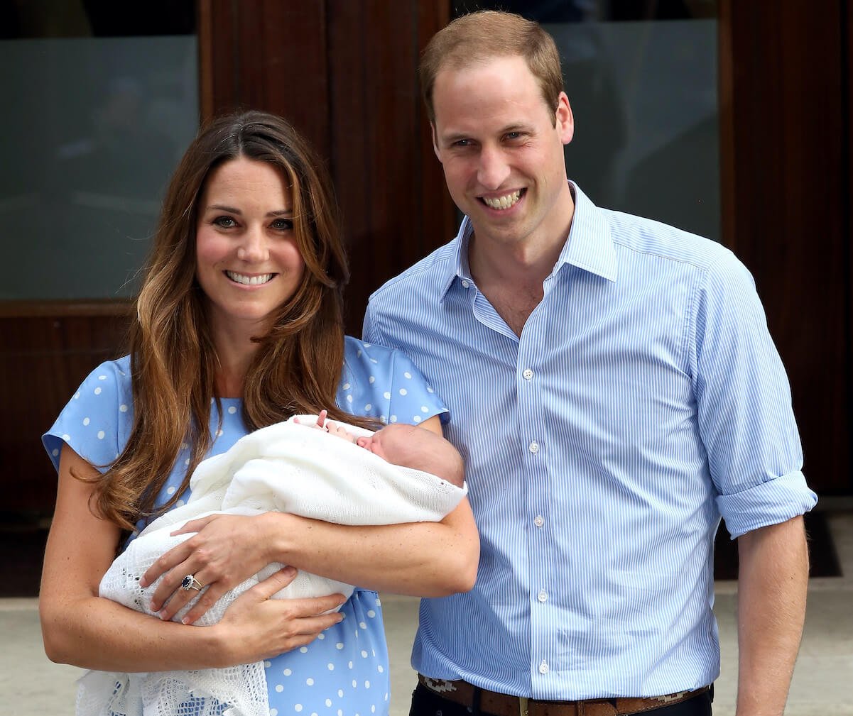 Prince William and Kate Middleton holding Prince George in 2013