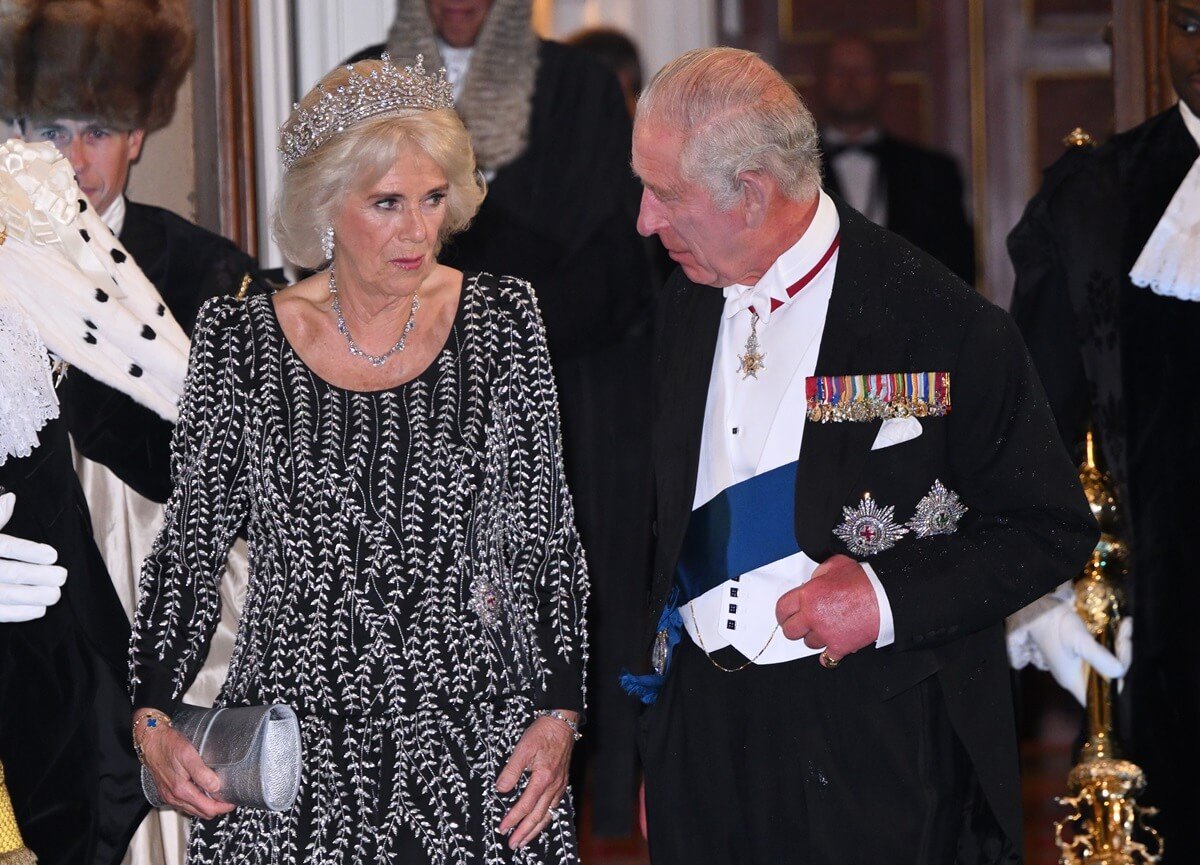 King Charles III and Camilla Parker Bowles (now-Queen Camilla), who a psychic predicts will 'clash,' attend a reception at Mansion House