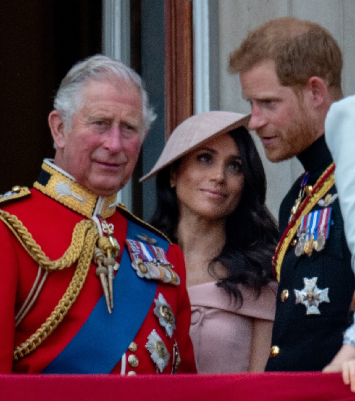 King Charles, Meghan Markle, and Prince Harry during Trooping The Colour 2018
