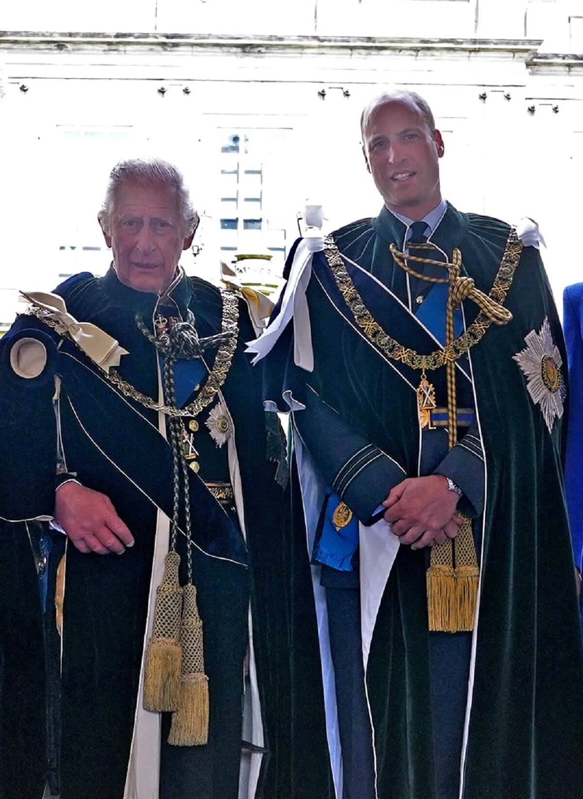 King Charles and Prince William at the Palace of Holyroodhouse after a National Service of Thanksgiving and Dedication to the coronation of the king