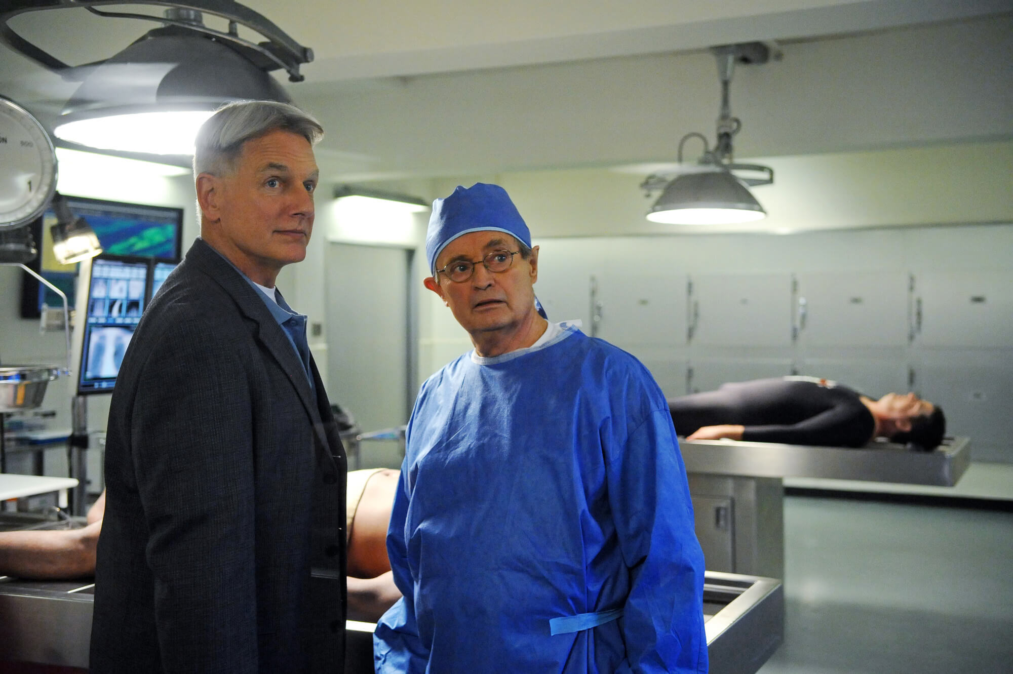 Mark Harmon as Leroy Jethro Gibbs and David McCallum as Ducky Mallard in 'NCIS'