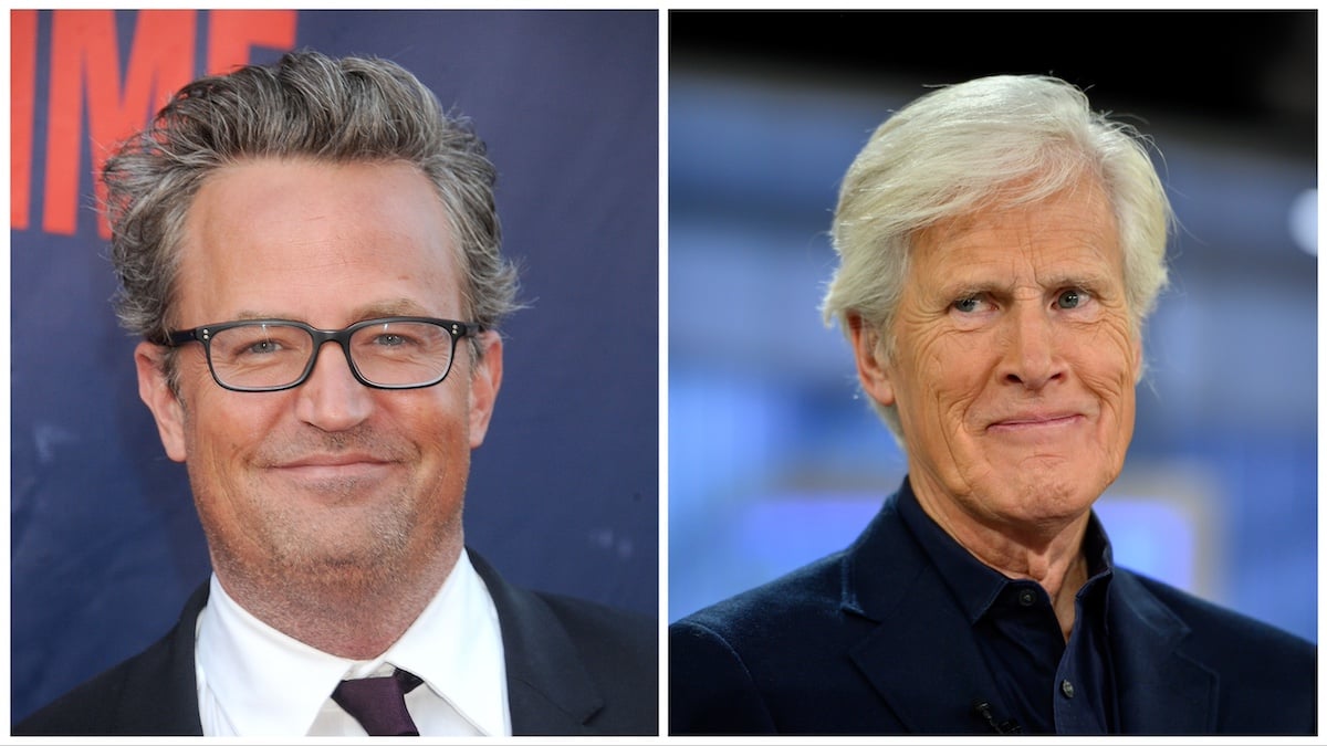 Side by side portraits of Matthew Perry, wearing glasses, and Keith Morrison