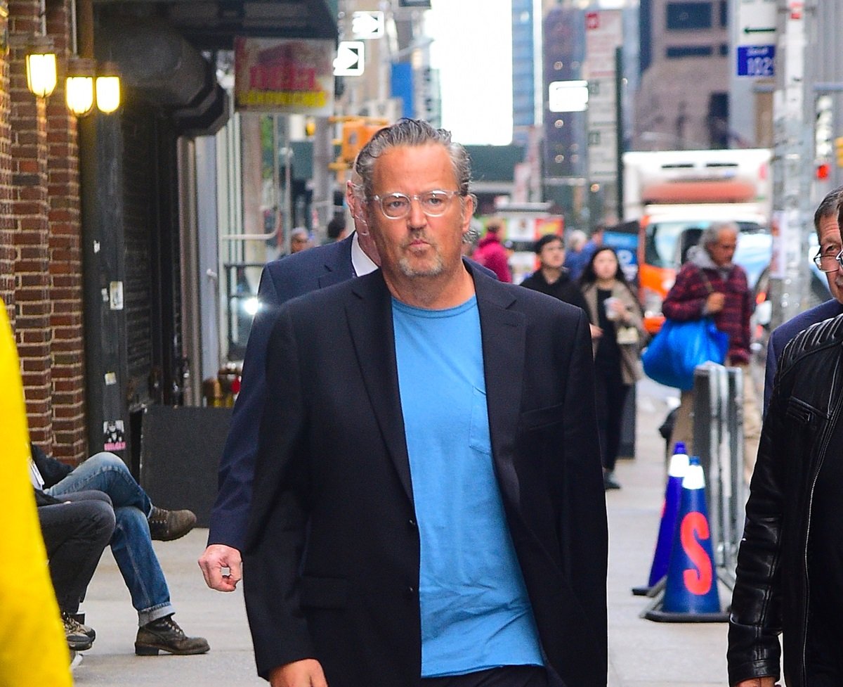 Matthew Perry is seen arriving at 'The Late Show With Stephen Colbert' on November 1, 2022 in New York City