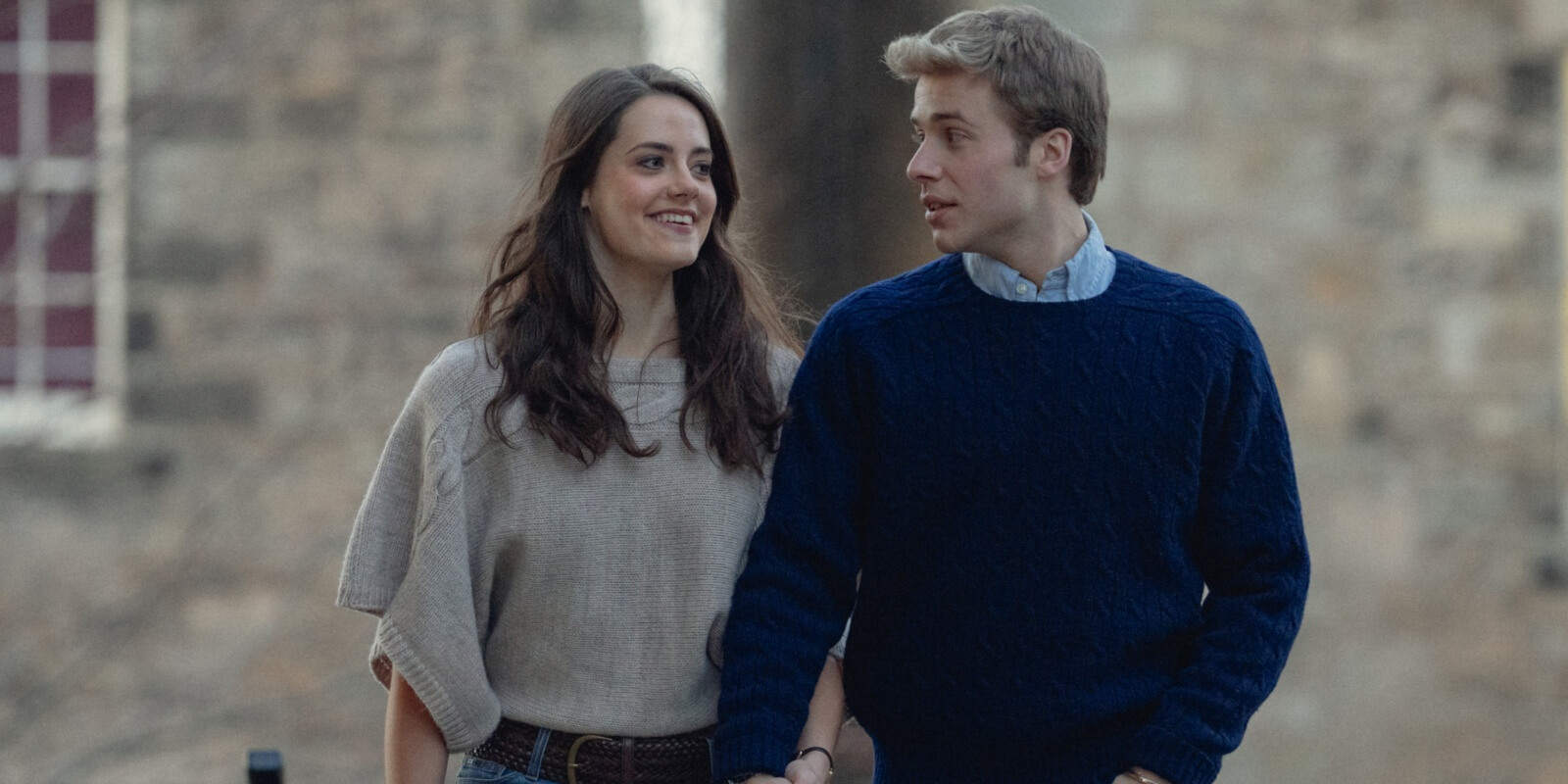 Meg Bellamy as Kate Middleton and Ed McVey as Prince William in season 6 of 'The Crown.'