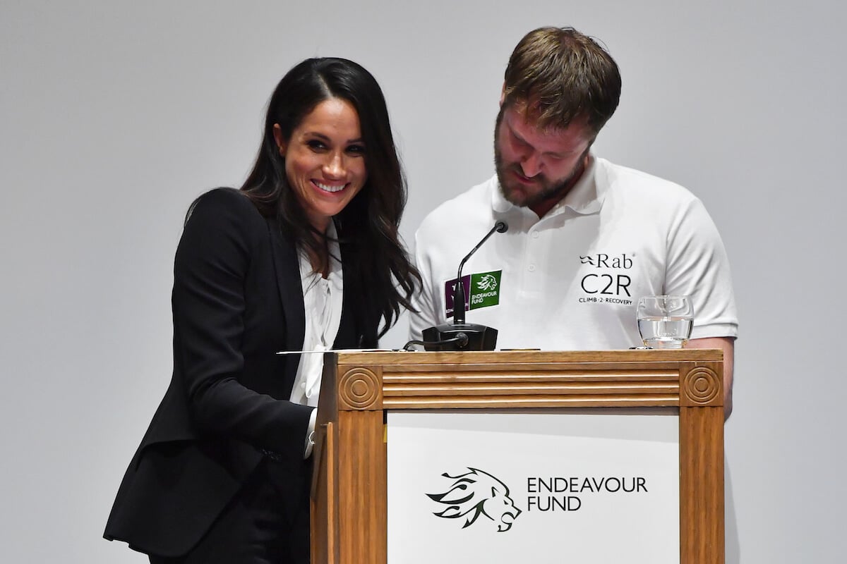 Meghan Markle smiles as she prepares to give a speech at the 2018 Endeavour Fund Awards