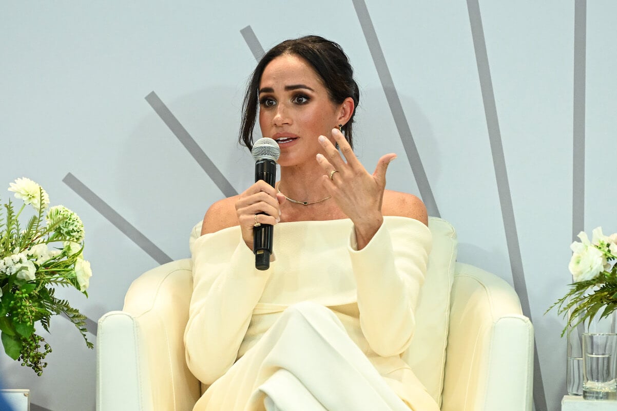 Meghan Markle, who shared her fears of Prince Archie and Princess Lilibet someday using social media, speaks at The Archewell Foundation's World Mental Health Day summit