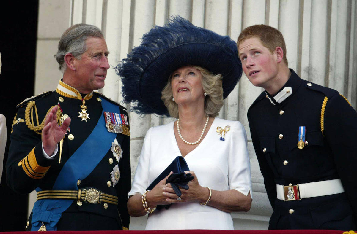 King Charles, Camilla Parker Bowles, and Prince Harry in 2005