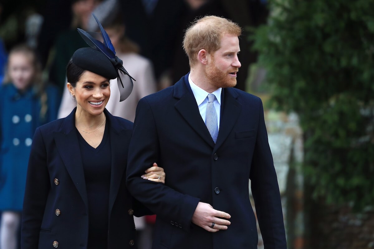 Prince Harry and Meghan Markle during Christmas at Sandringham in 2018
