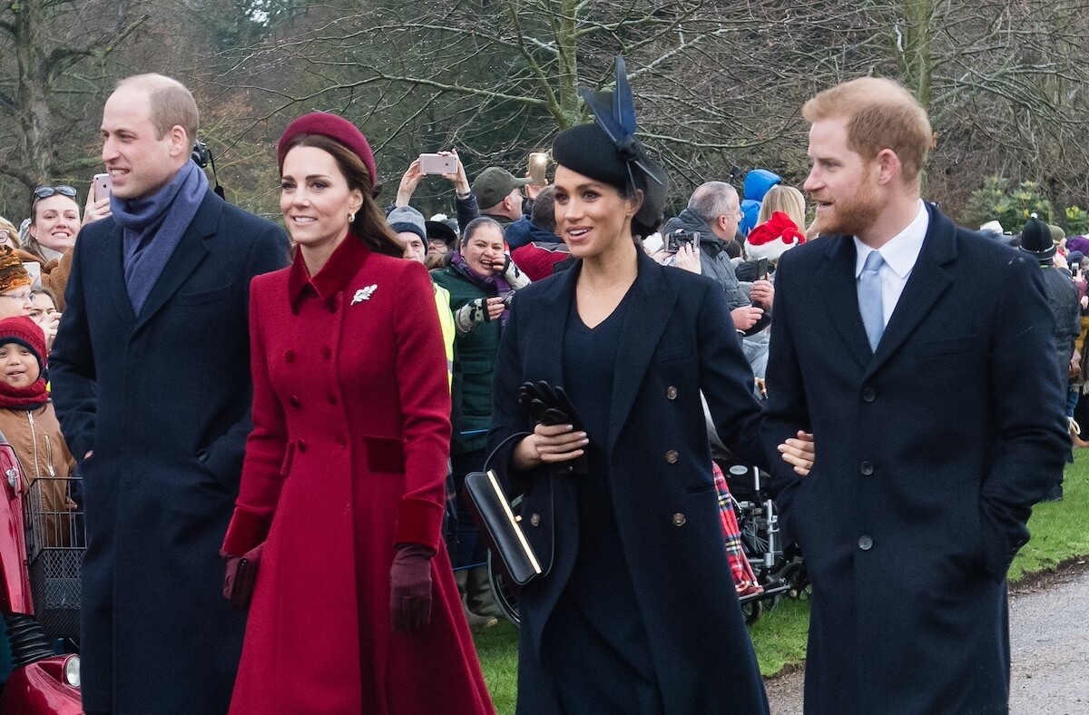 Prince William, Kate Middleton, Prince Harry, and Meghan Markle on Christmas in 2018