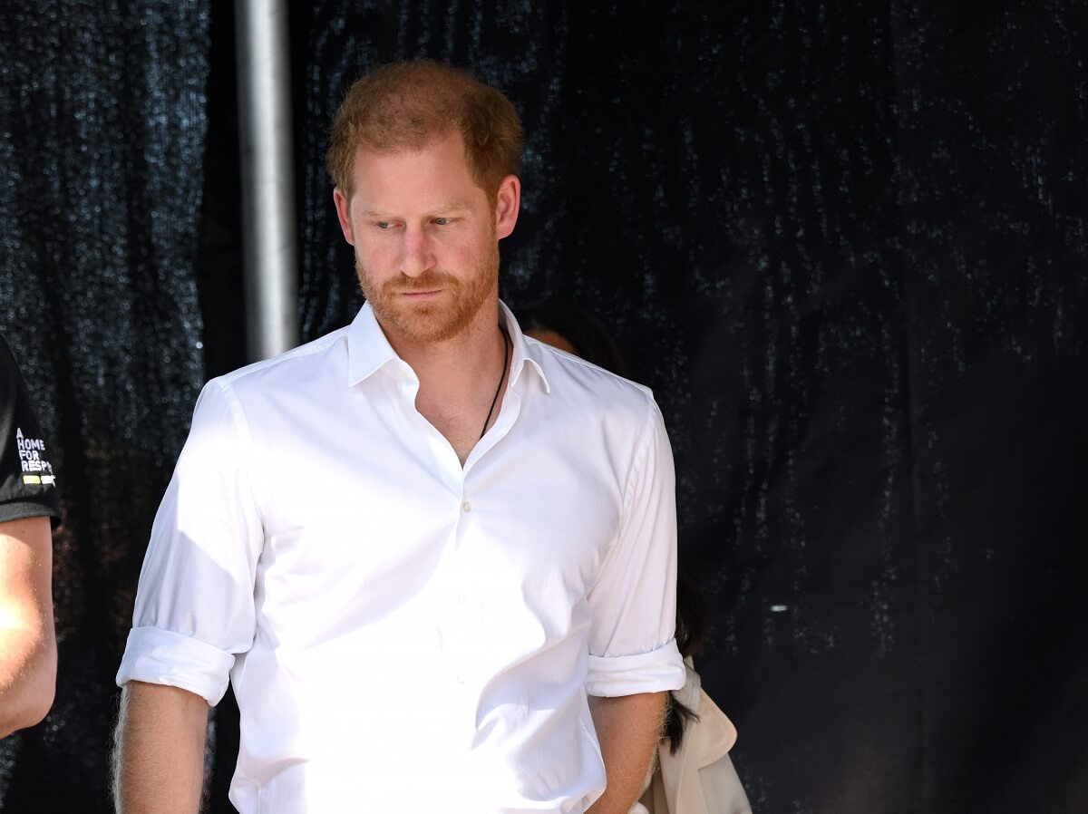 Prince Harry attends the swimming medal ceremony during day seven of the Invictus Games Düsseldorf 2023