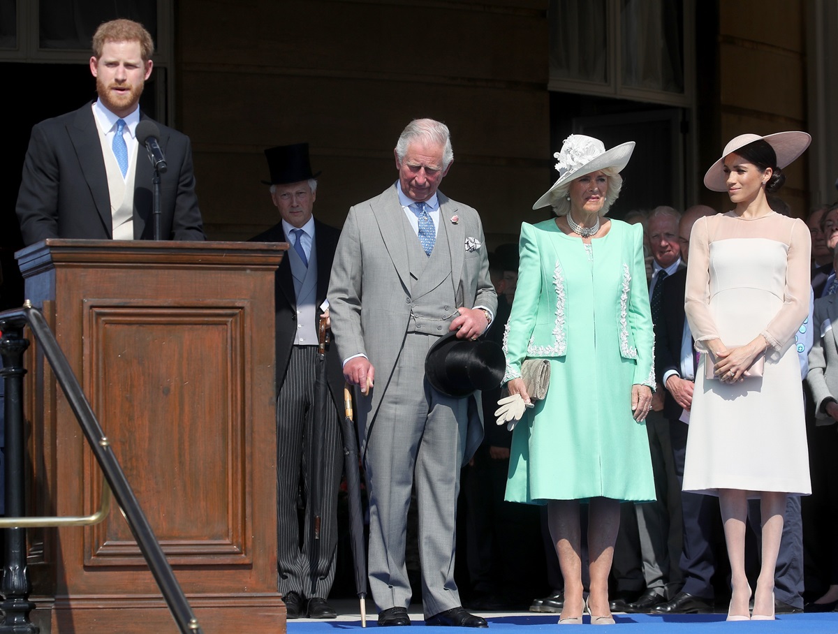 Prince Harry gives a speech as he and Meghan Markle they attend then-Prince Charles' 70th Birthday Patronage Celebration