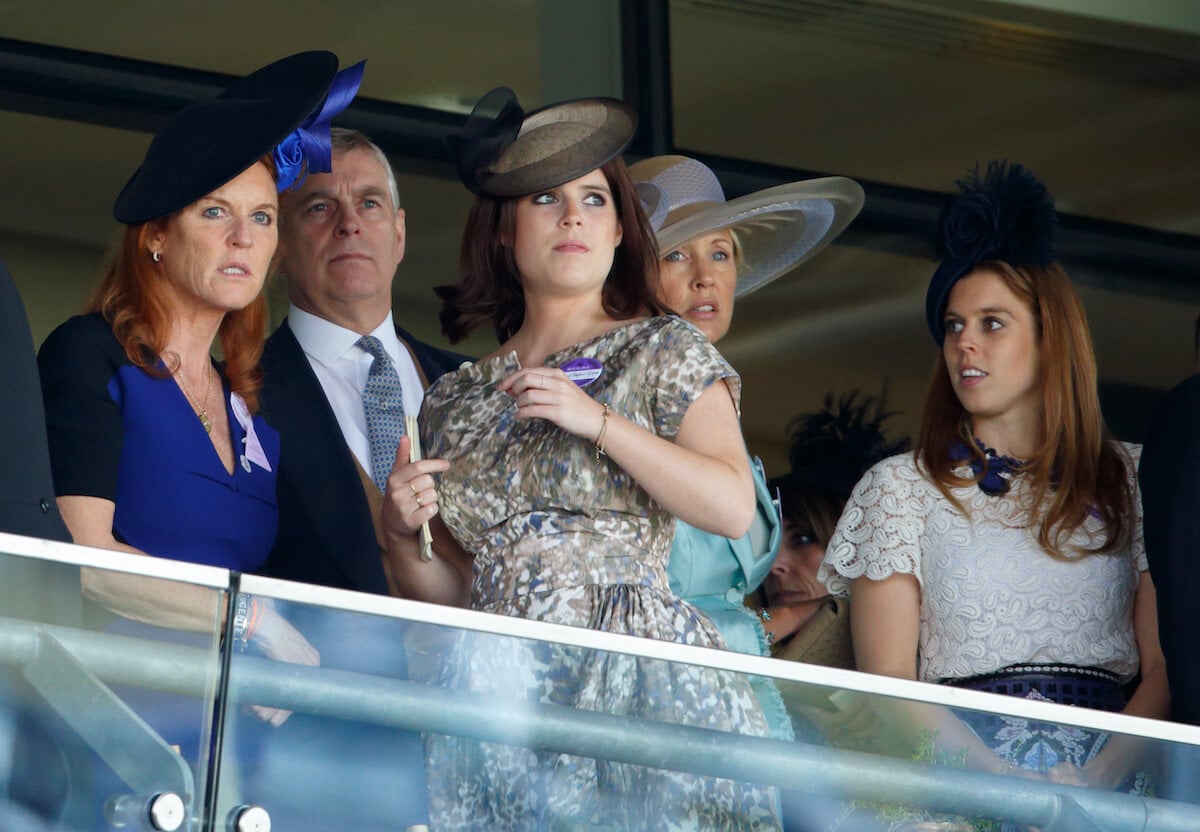 Princess Eugenie and Princess Beatrice, who have 'embraced' the royal family's 'rule' about marriage, stand with their parents Sarah Ferguson and Prince Andrew