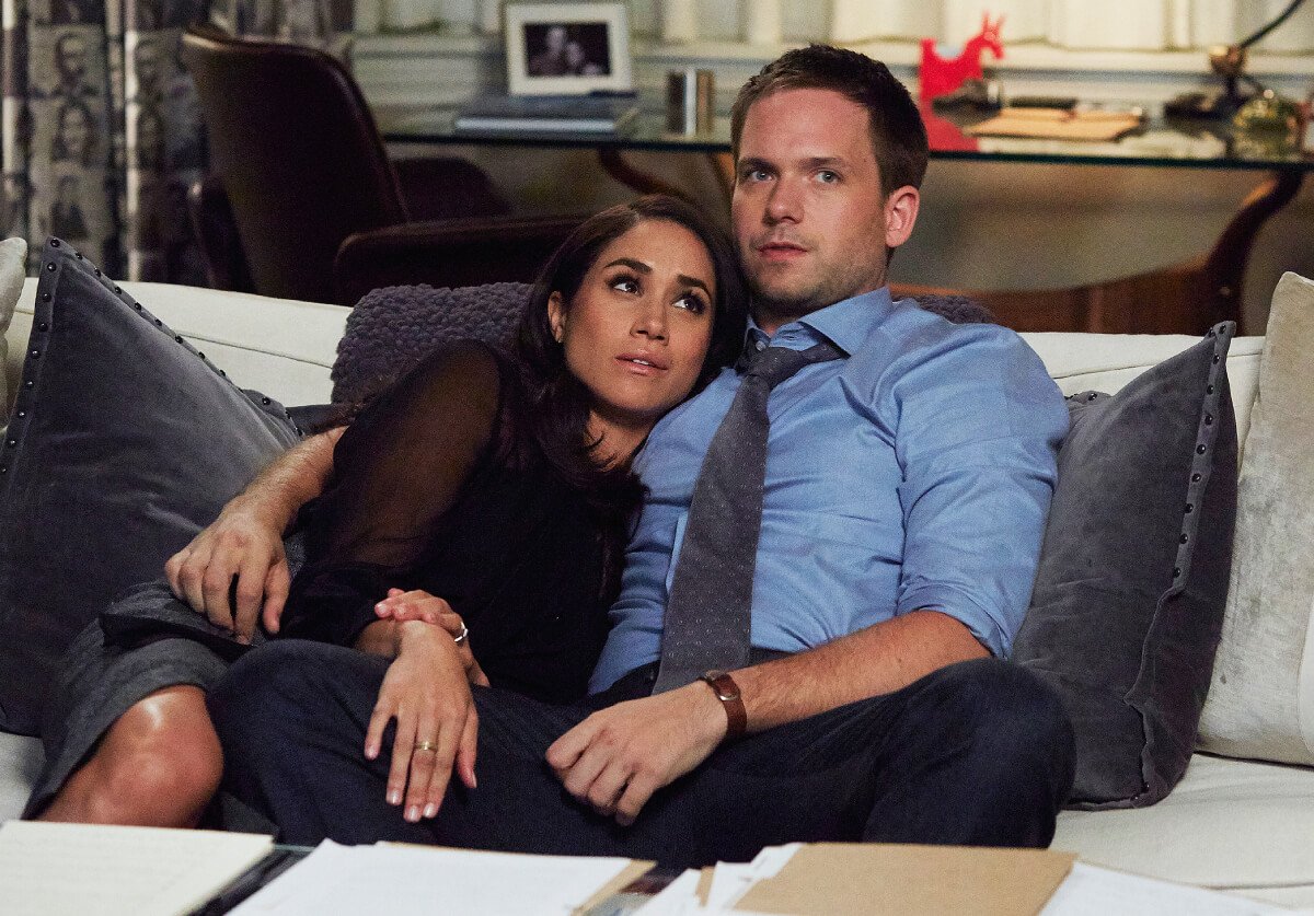 Meghan Markle as Rachel Zane, Patrick J. Adams as Michael Ross on ‘Suits’