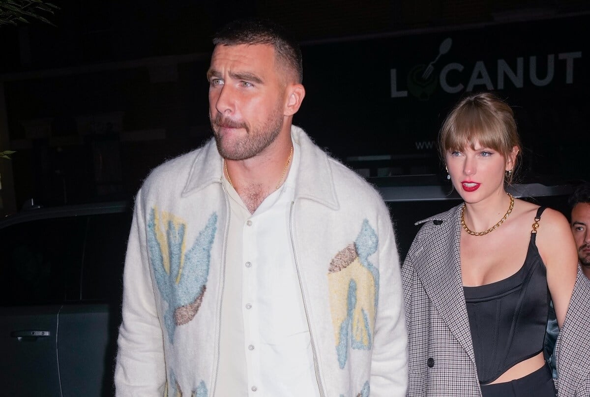 Travis Kelce, who a body language expert noticed doing something different than other Taylor Swift dated, arrive at the 'SNL' afterparty