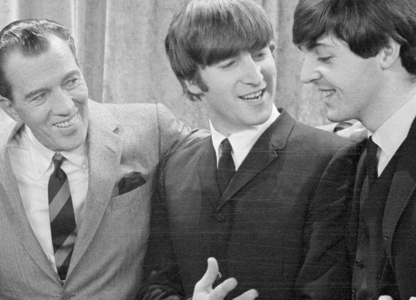 Ed Sullivan with The Beatles' John Lennon and Paul McCartney