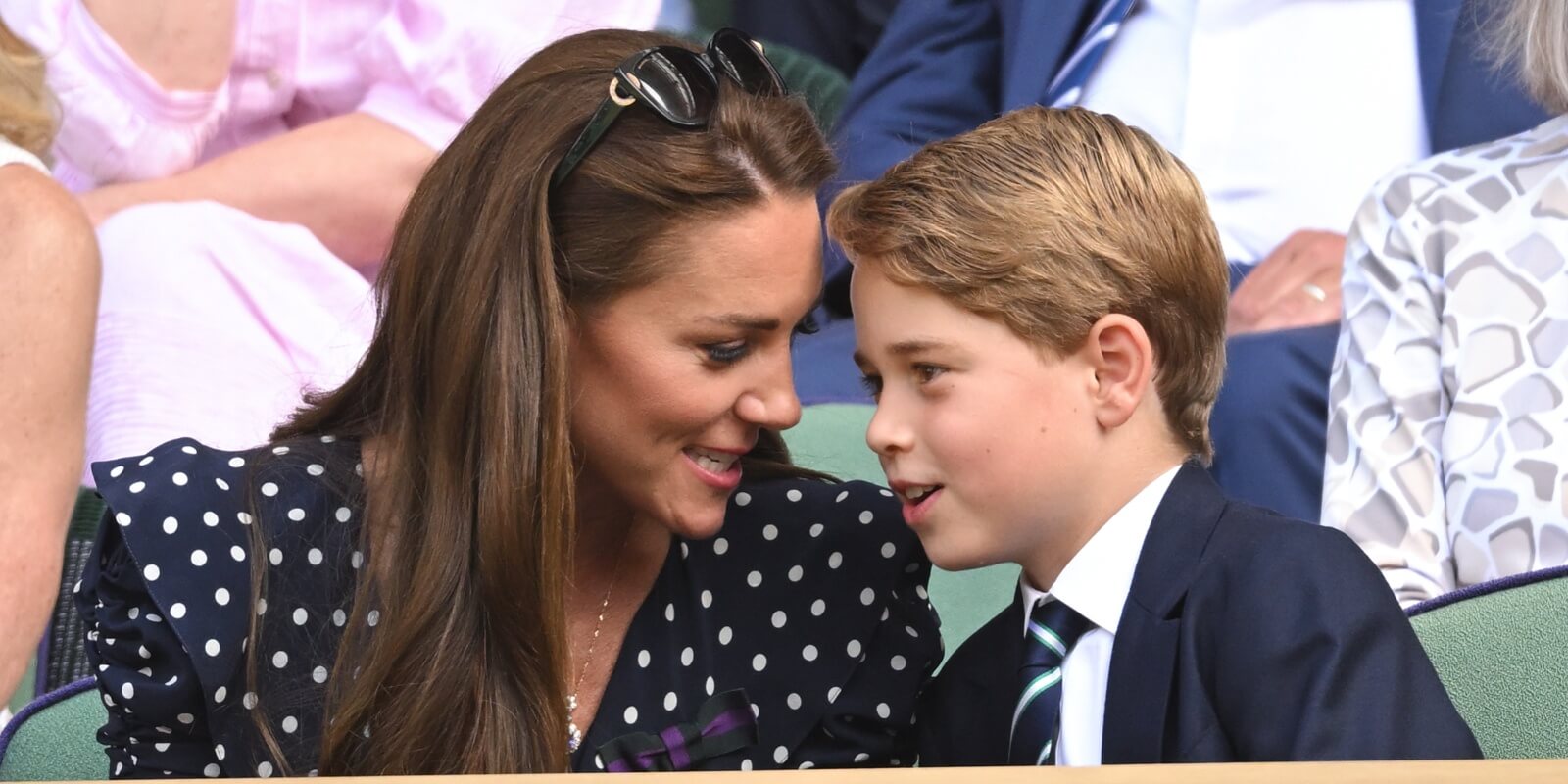 Kate Middleton and Prince George photographed at the Men's Singles Final at All England Lawn Tennis and Croquet Club on July 10, 2022 in London, England.