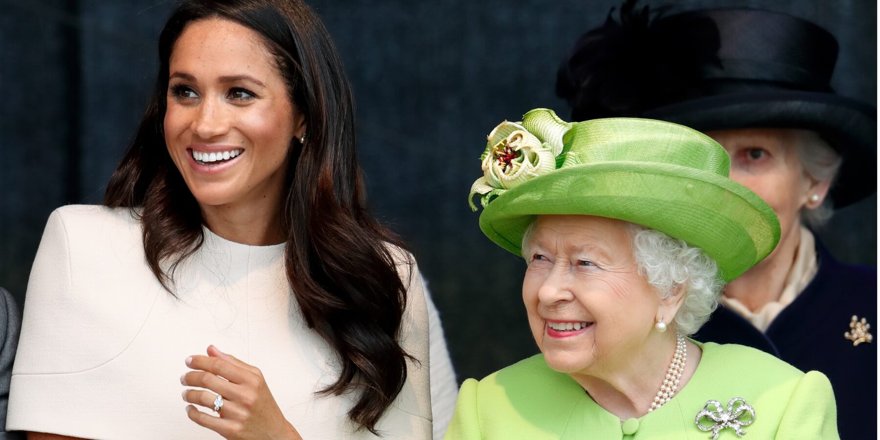 Meghan Markle and Queen Elizabeth photographed during the opening of the Mersey Gateway Bridge on June 14, 2018 in Widnes, England.