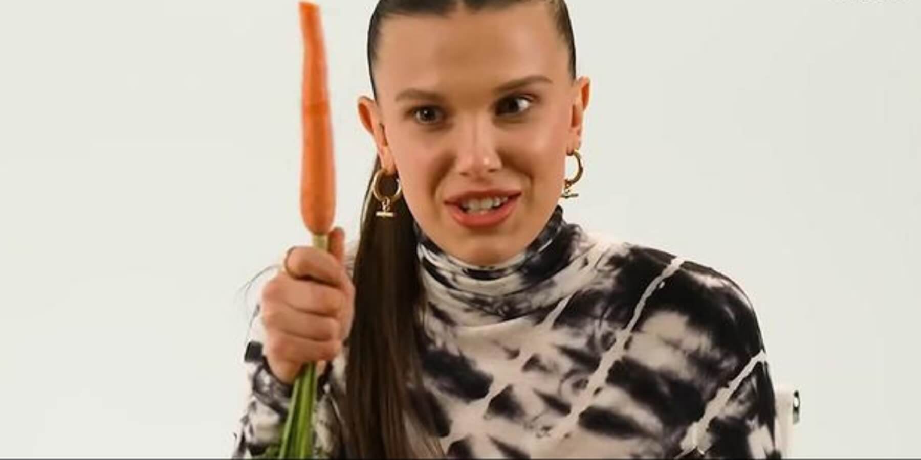 'Stranger Things' star Millie Bobby Brown loves to eat unwashed carrots as seen in a TikTok video.