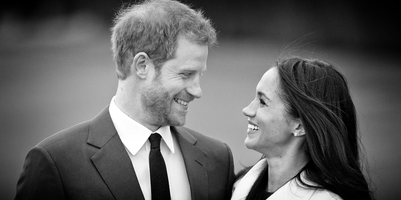 Prince Harry and Meghan Markle photographed during their engagement announcement in 2017.