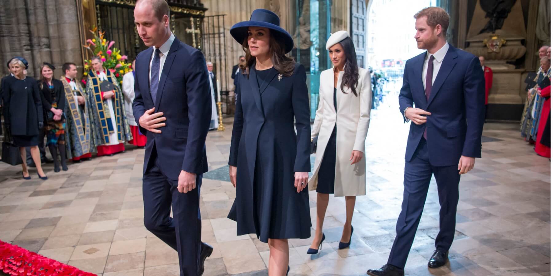 Prince William, Kate Middleton, Meghan Markle, and Prince Harry attend a Commonwealth Day Service at Westminster Abbey in central London, on March 12, 2018.