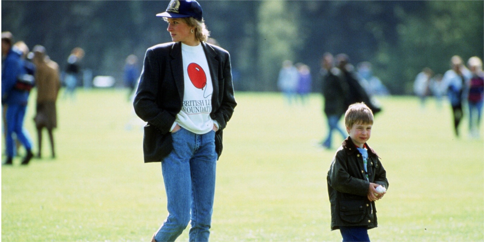 Princess Diana and Prince William in 1988 at Guards Polo Club.