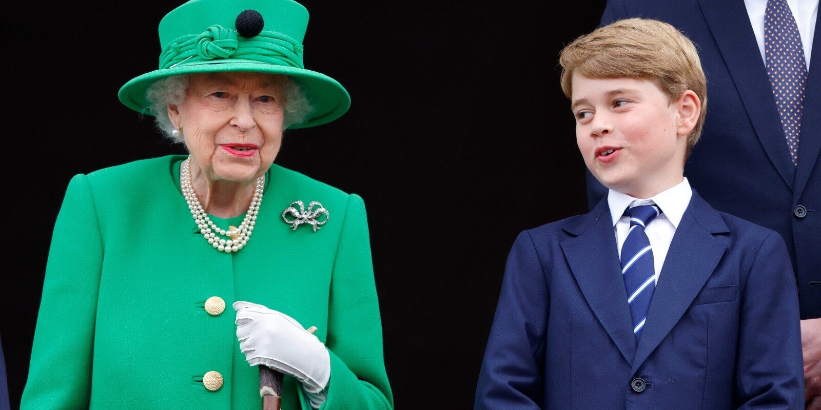 Queen Elizabeth and Prince George photographed following the Platinum Pageant on June 5, 2022 in London, England.