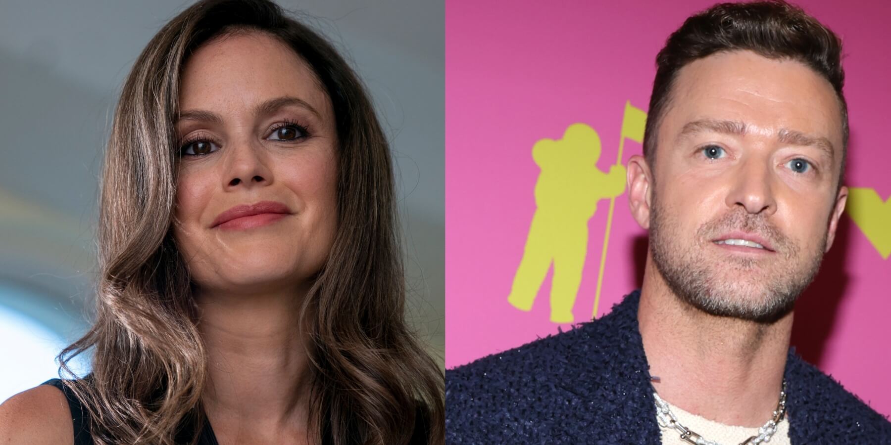 Rachel Bilson and Justin Timberlake in side-by-side photographs taken in 2023.