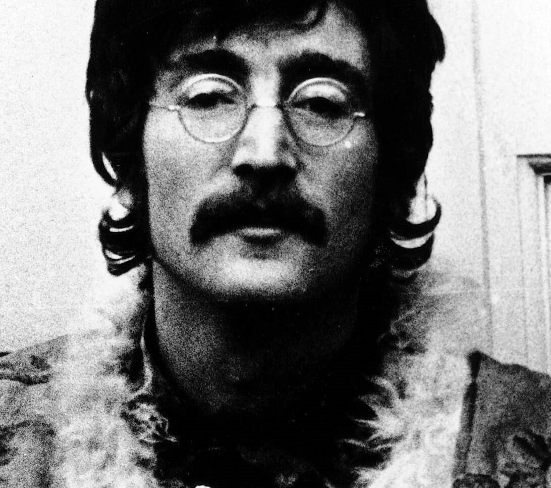 John Lennon with a mustache during The Beatles' "Strawberry Fields Forever" era