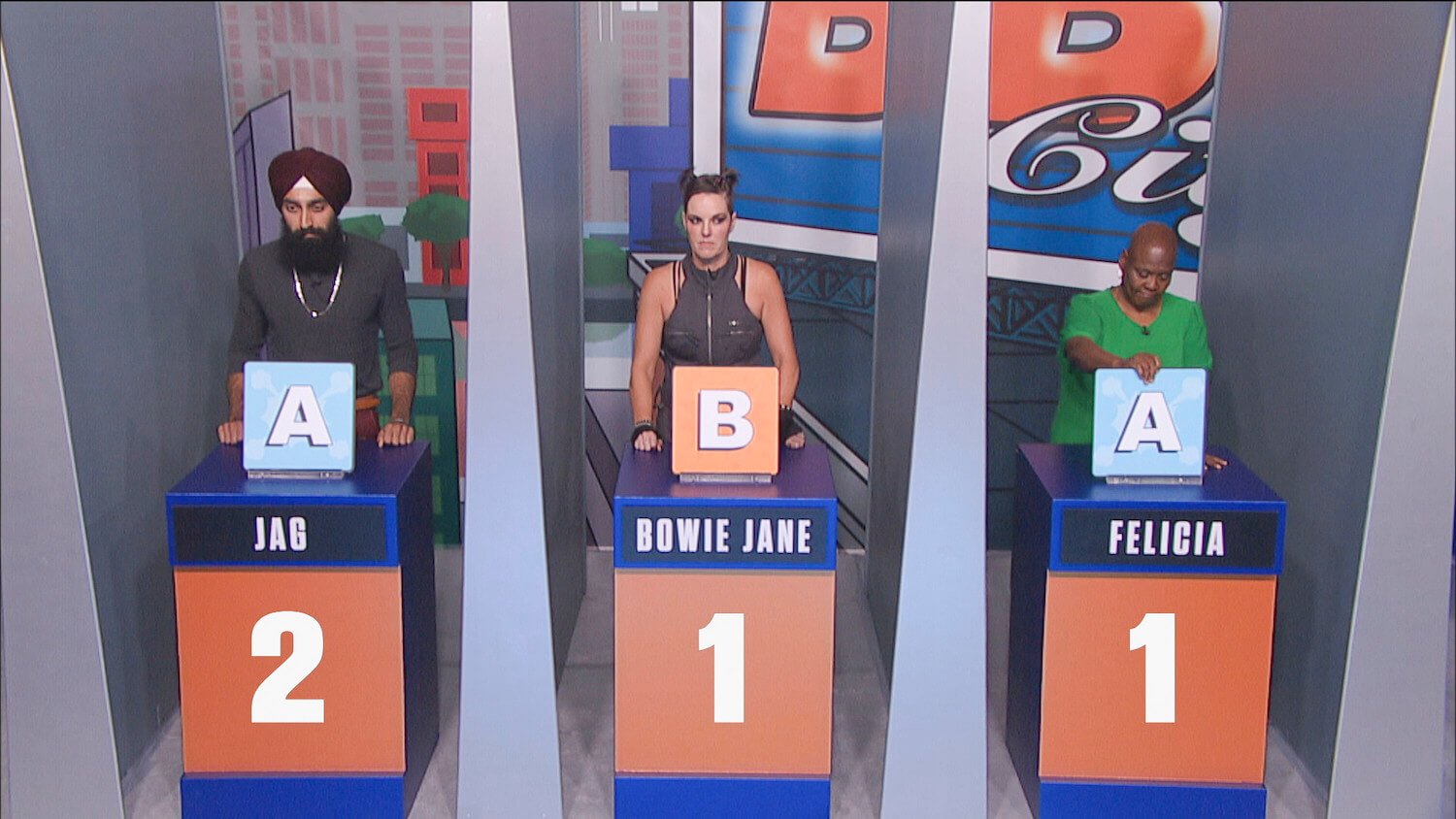 Jag Bains, Bowie Jane, and Felicia Cannon competing for Head of Household in 'Big Brother' Season 25 Week 14