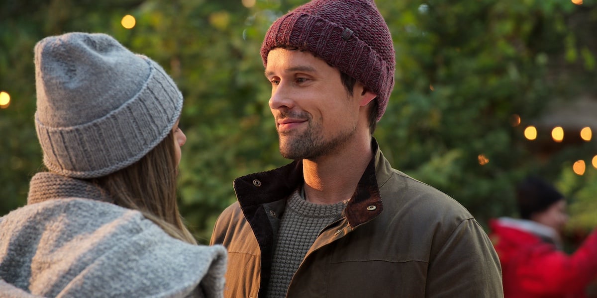 Smiling Brady wearing a knit cap in the 'Virgin River' Christmas episodes