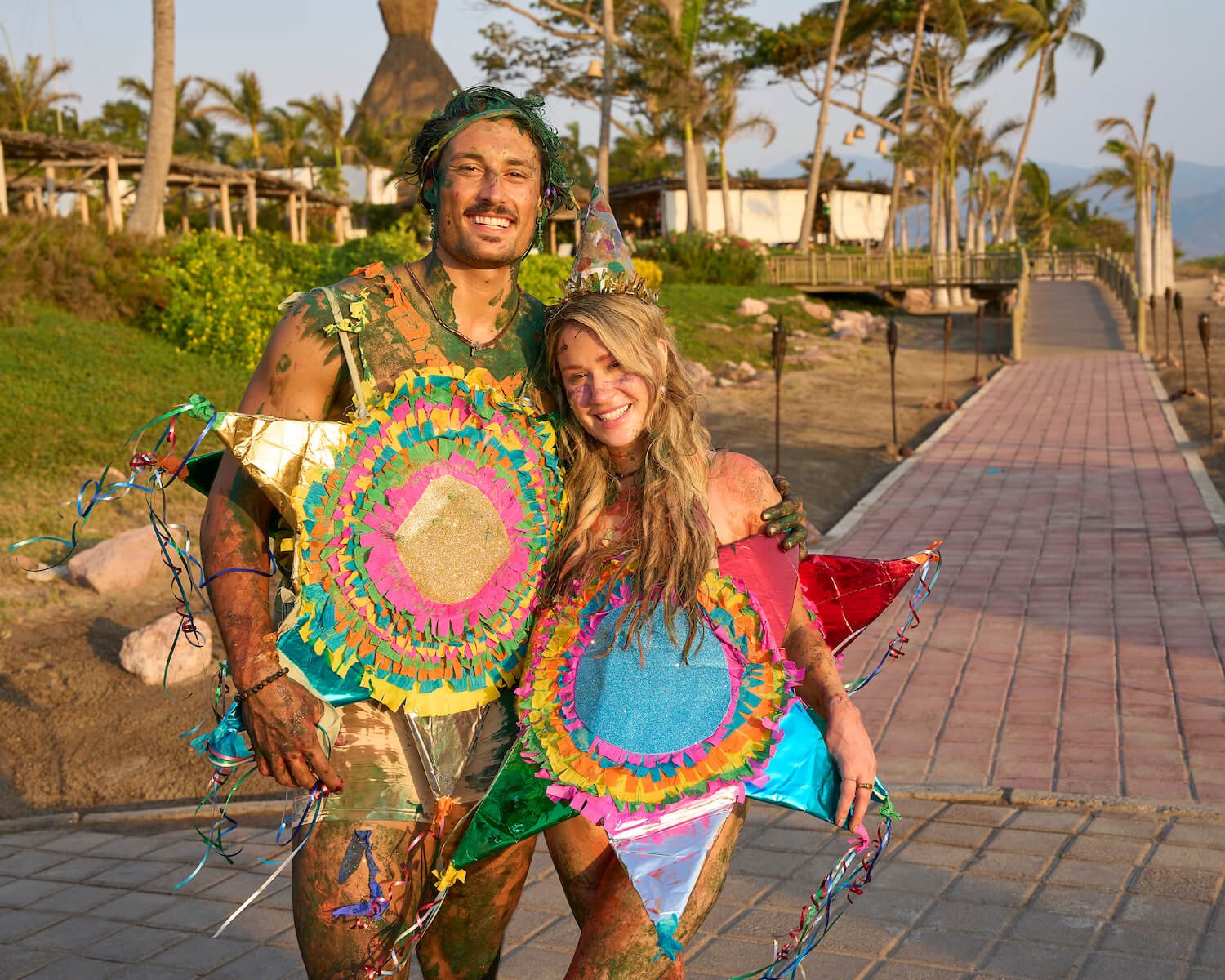 Brayden Bowers and Rachel Recchia covered in paint after their date in 'Bachelor in Paradise' Season 9