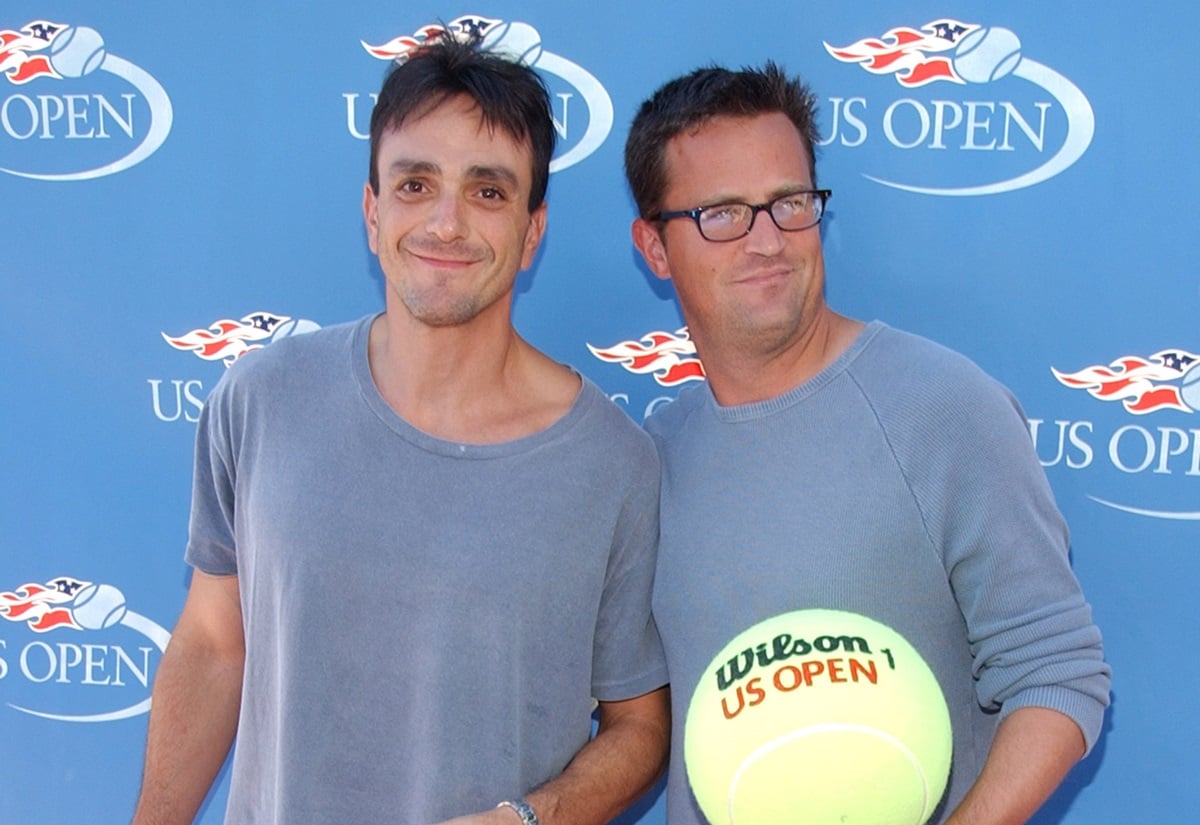 Hank Azaria and Matthew Perry during Official US Open celebrity Men's singles finals