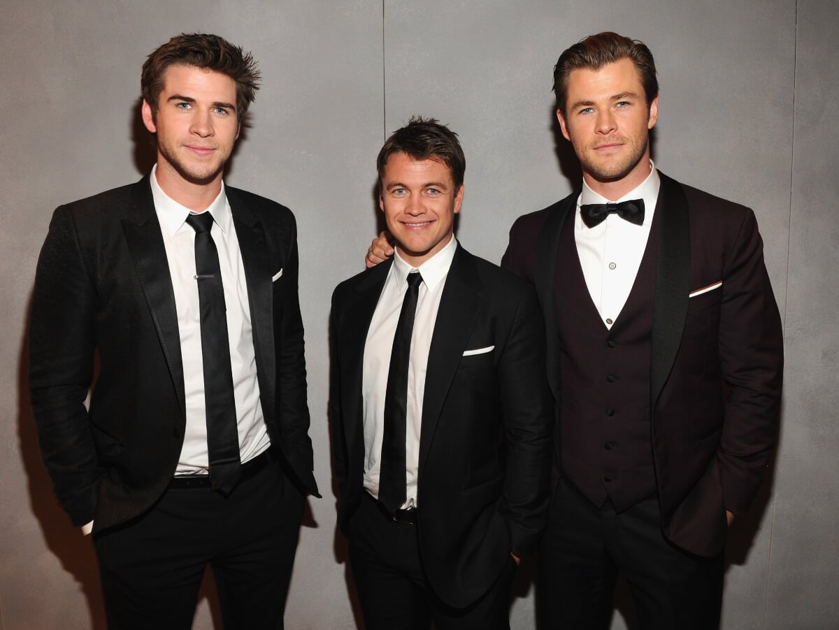 Liam Hemsworth, Luke Hemsworth and Chris Hemsworth attend the 2014 Vanity Fair Oscar Party Hosted By Graydon Carter on March 2, 2014 in West Hollywood, California