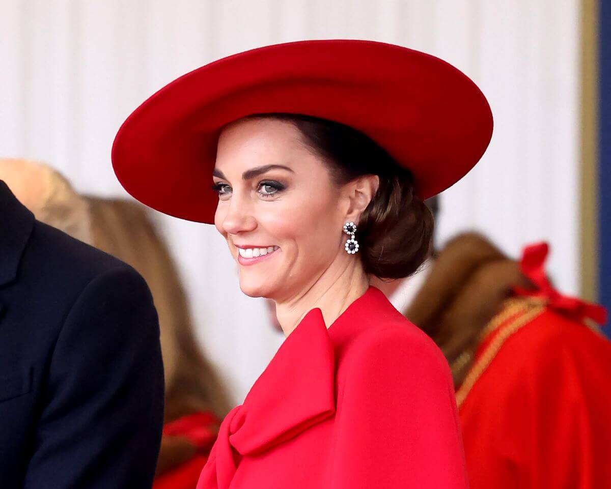 Kate Middleton, who wore the color Camilla Parker Bowles (now-Queen Camilla) wears to 'portray her status as the next queen,' attends a ceremonial welcome for the president and the first lady of the Republic of Korea