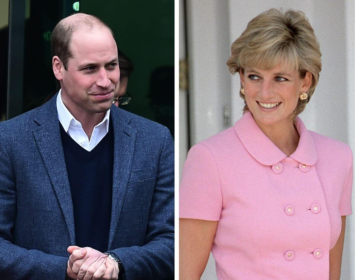(L) Prince William getting ready to do a walkabout while in Ballymena, Northern Ireland, (R) Princess Diana in Argentina