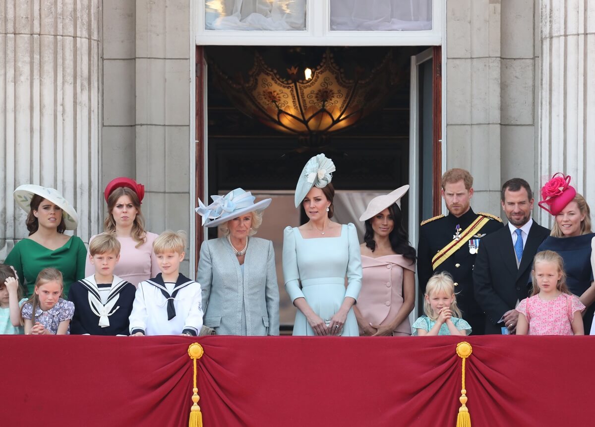 Members of the royal family standing on the balcony of Buckingham Palace during Trooping The Colour 2018
