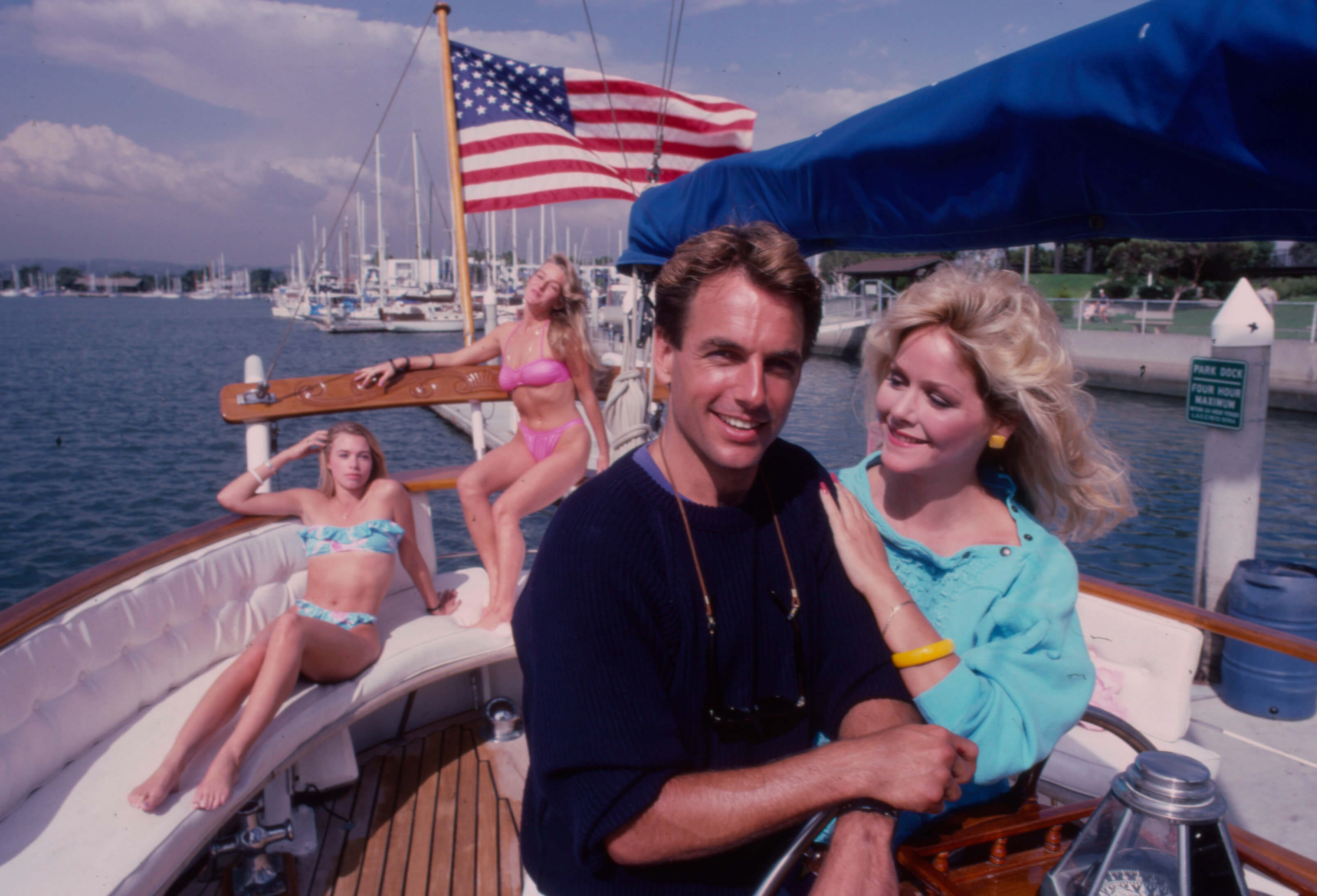 Mark Harmon appearing on a boat with three women in 'Prince of Bel Air'